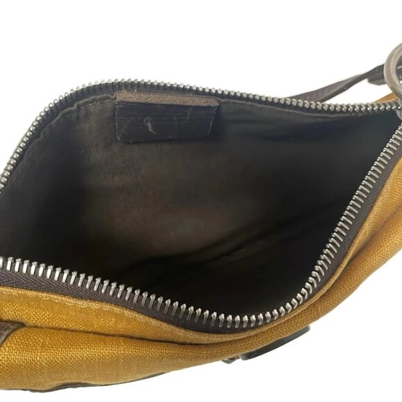 BALLY - Dark yellow Dark Brown Canvas Leather Handbag - Picture 6 of 9